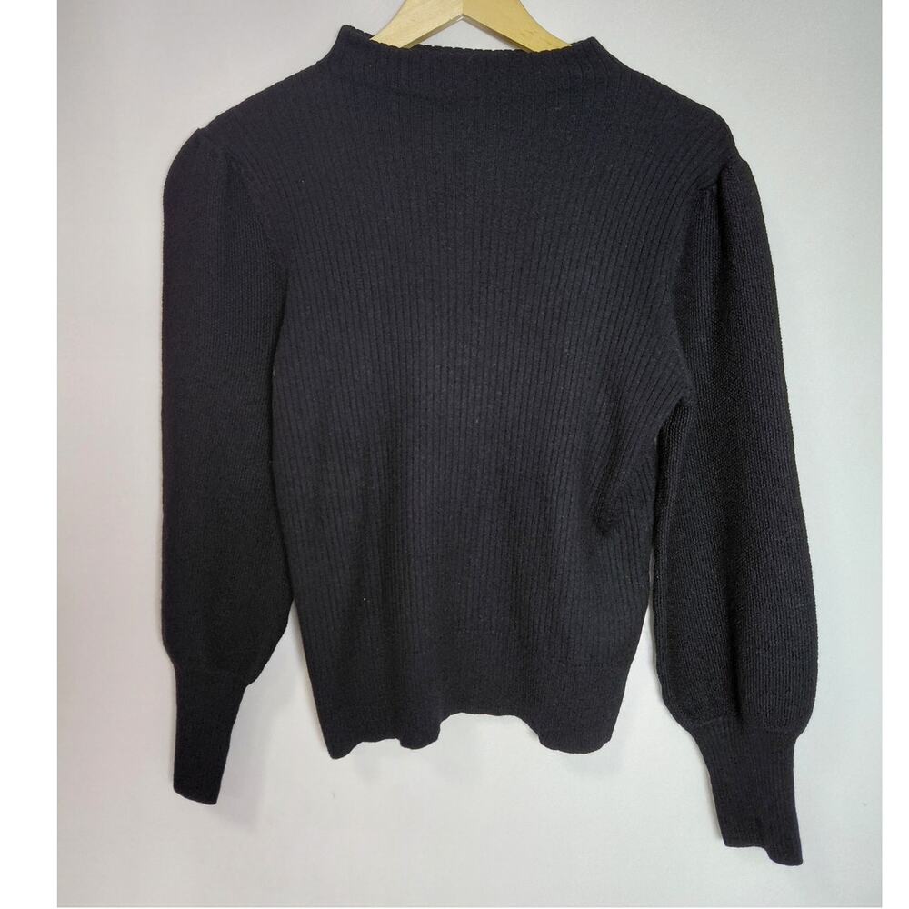 TRINA TURK Merino Wool Blend Sweater Black Knit Women See Measurements